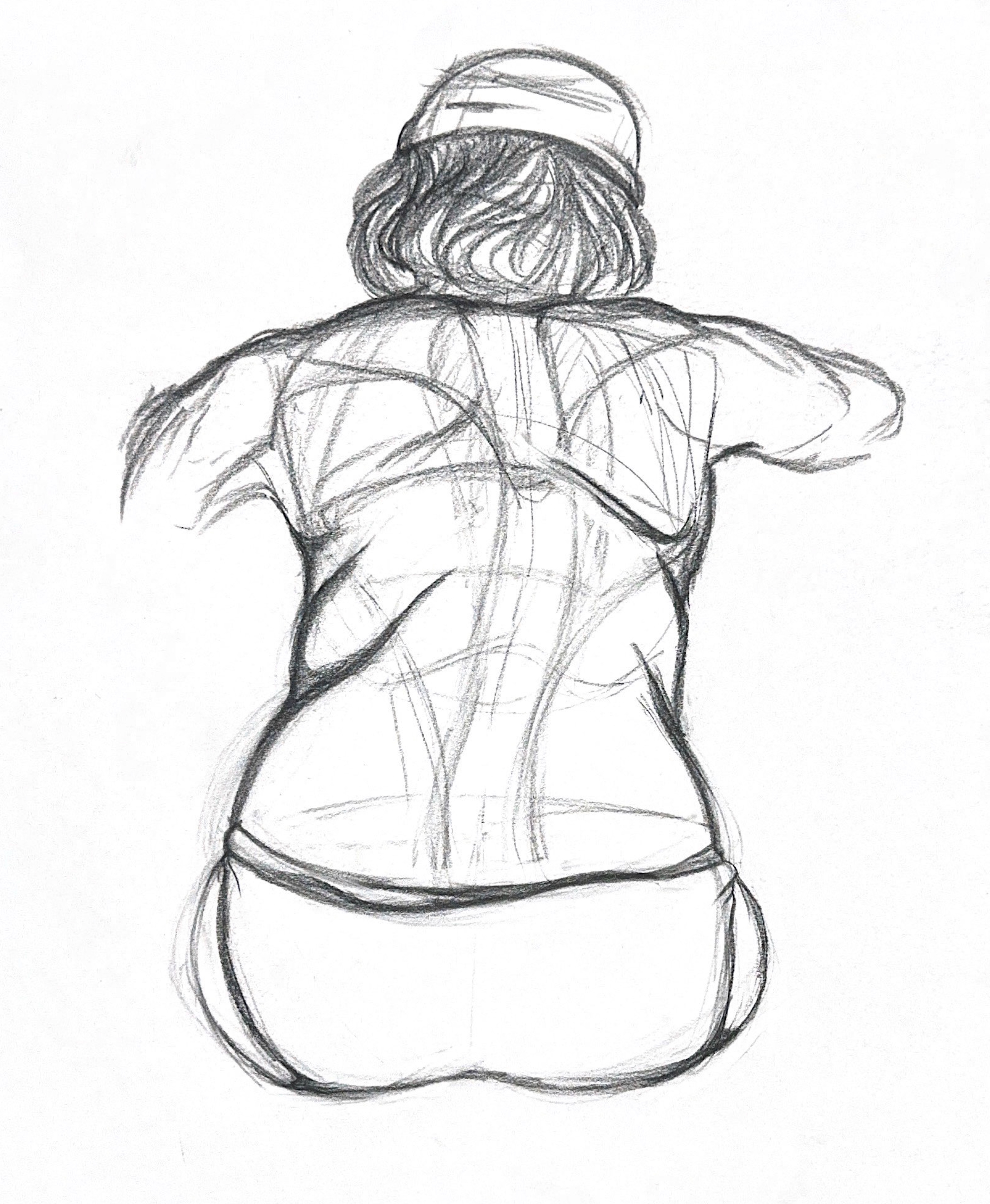 30 Minute Drawing, Conte on 90 lb drawing paper, 18x24"