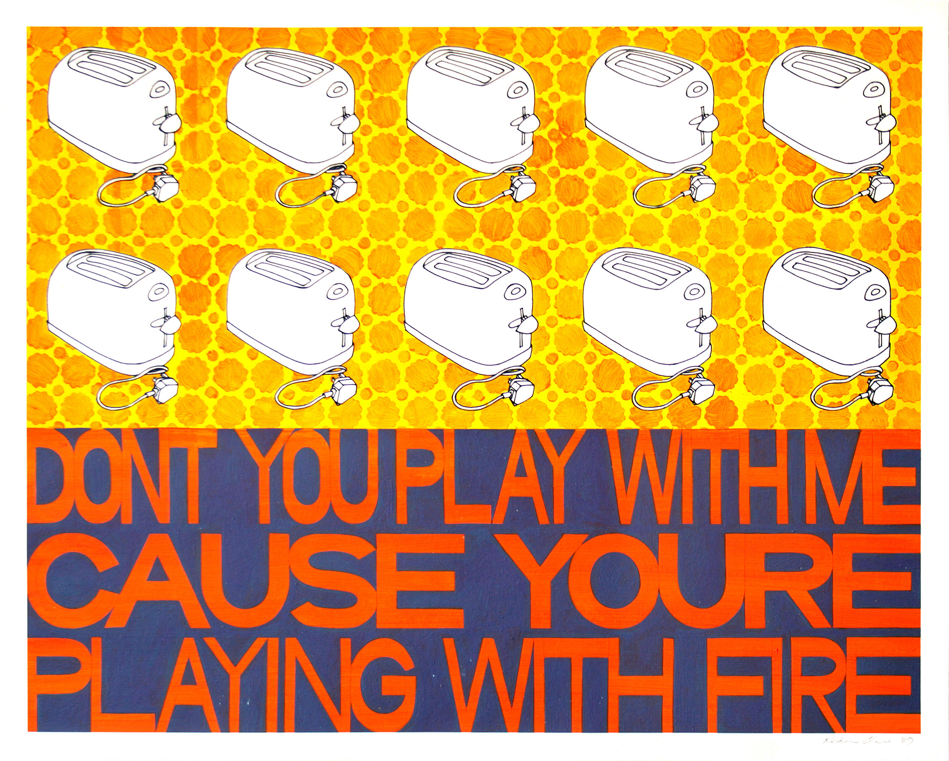 Playing With Fire, Acrylic & Ink on Paper, 50cm x 40cm