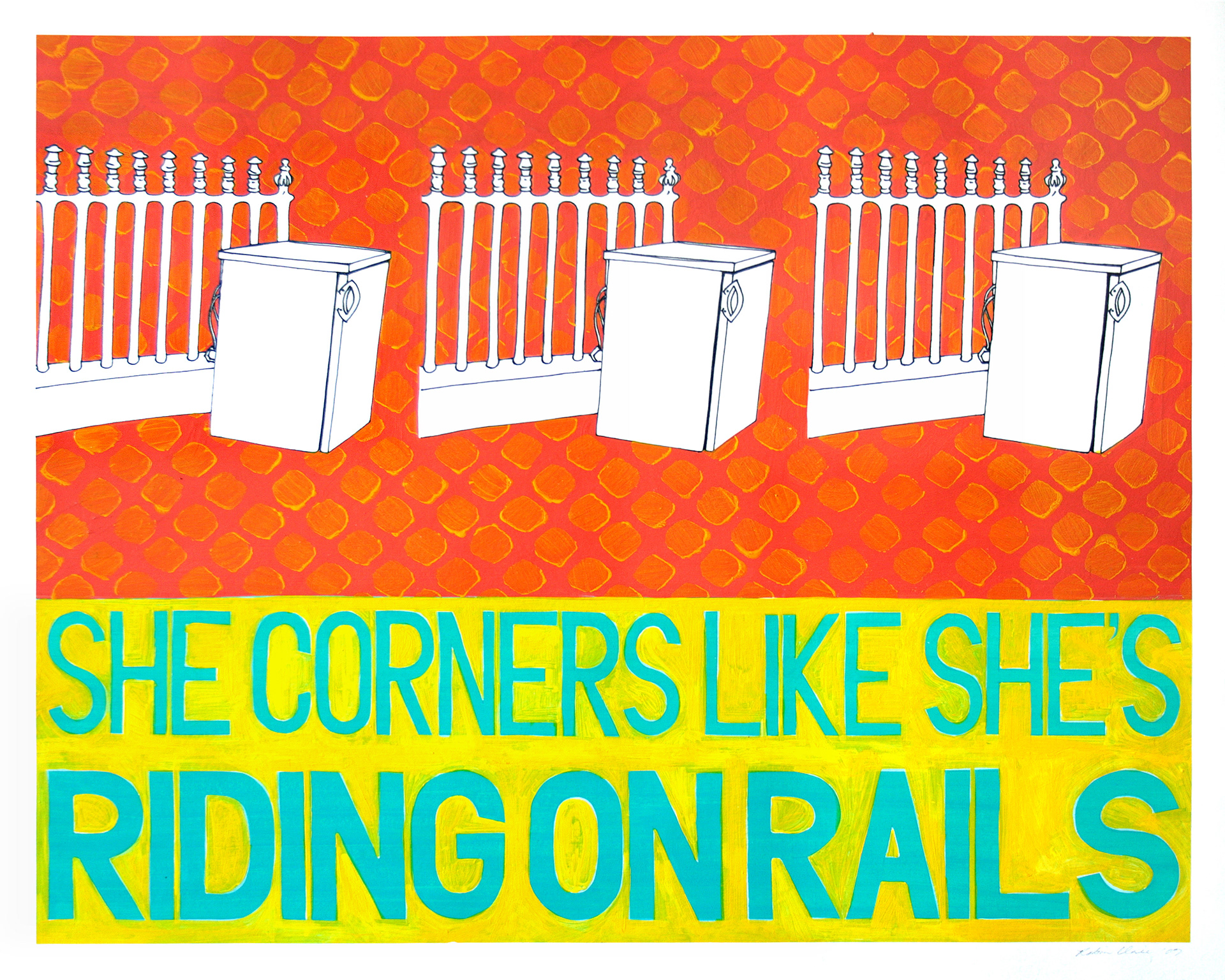 Riding on Rails, Acrylic & Ink on Paper, 50cm x 40cm