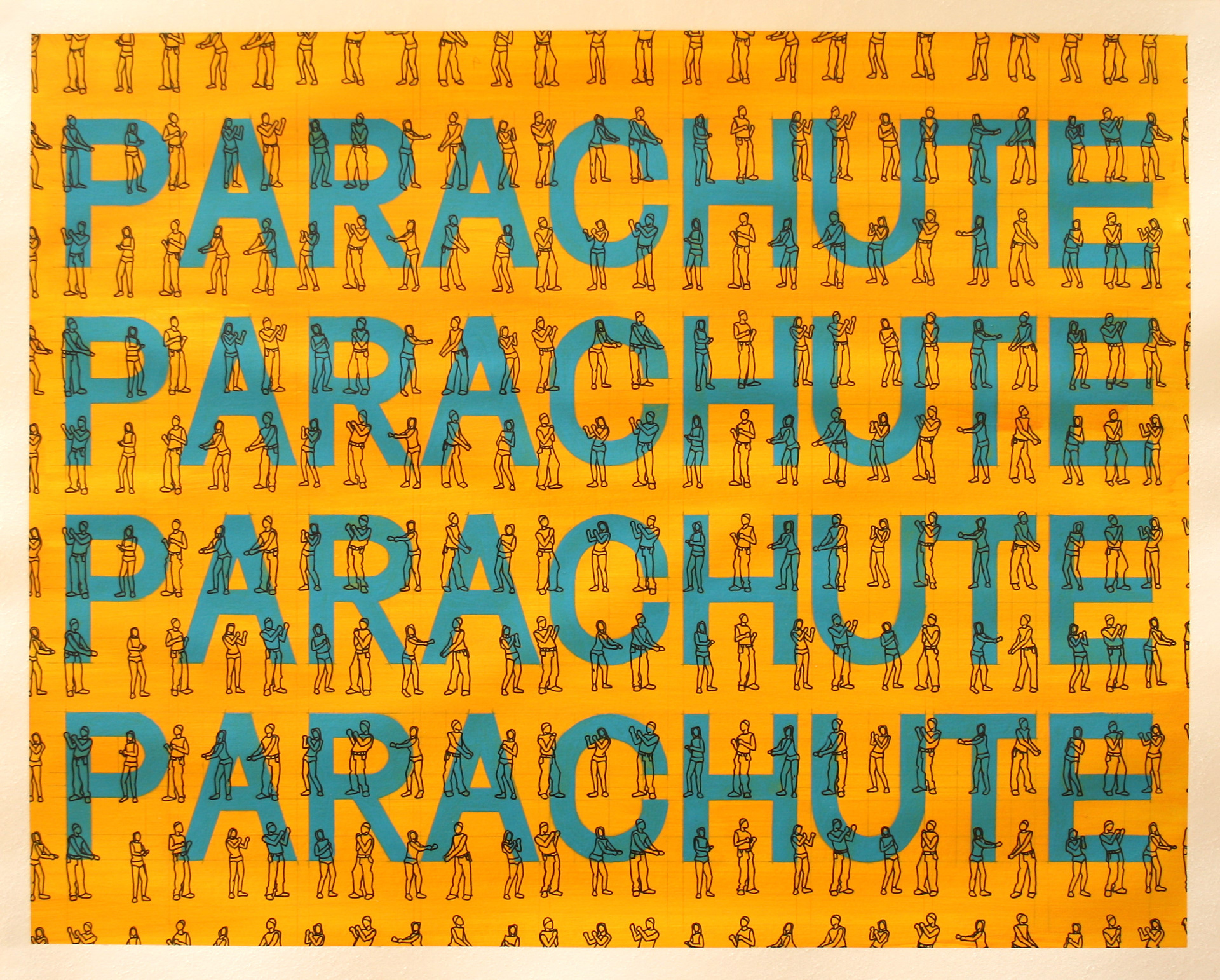 Parachute, Acrylic & Ink on Paper, 50cm x 40cm (Sold)