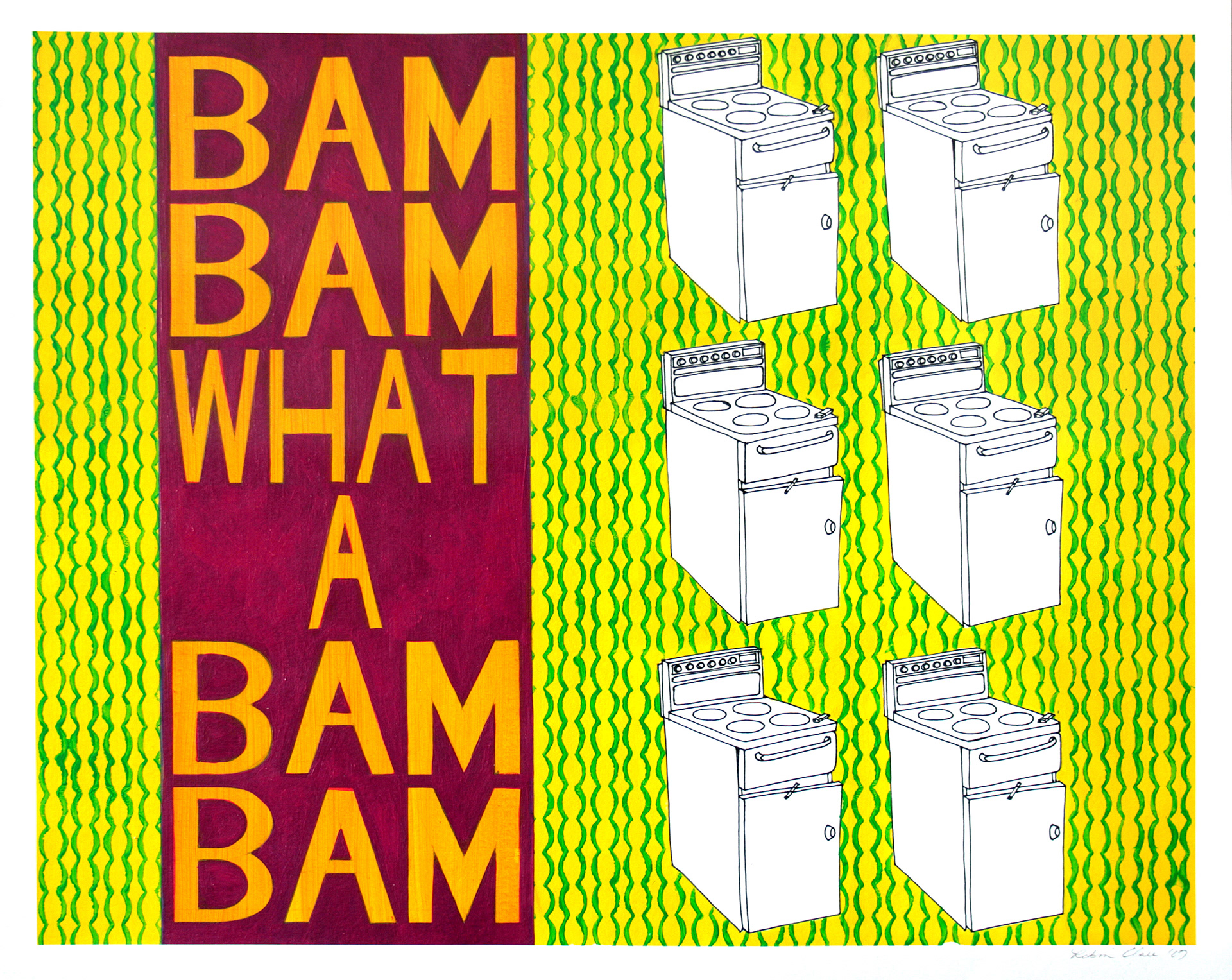 Bam Bam, Acrylic & Ink on Paper, 50cm x 40cm