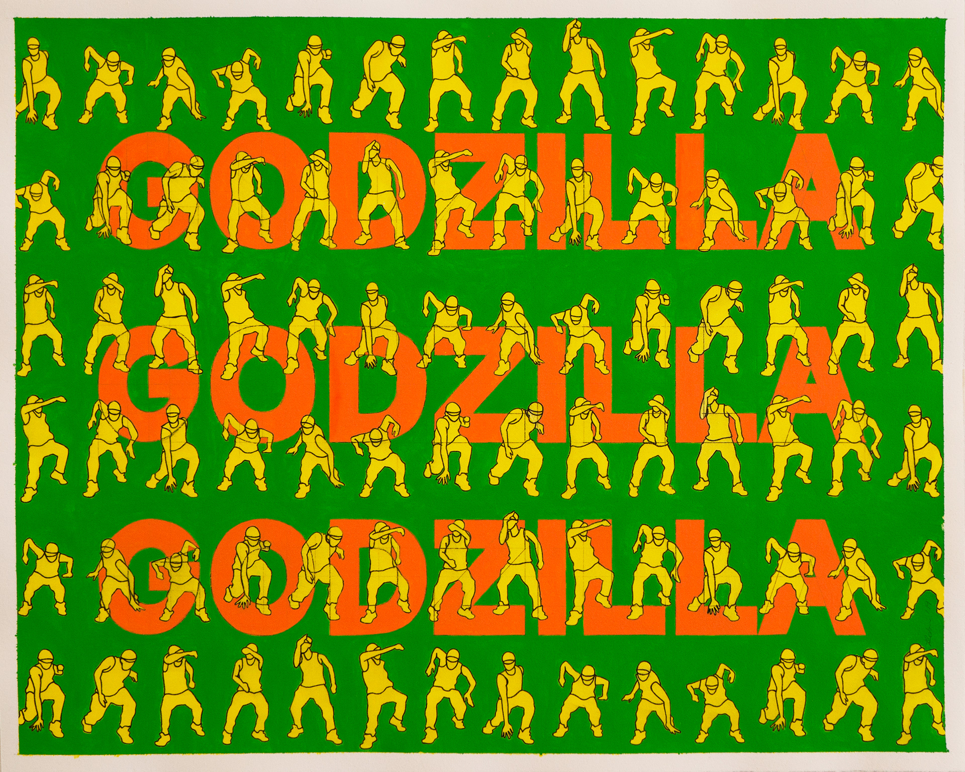 Godzilla, Acrylic on Cotton Rag, 50cm x 40cm