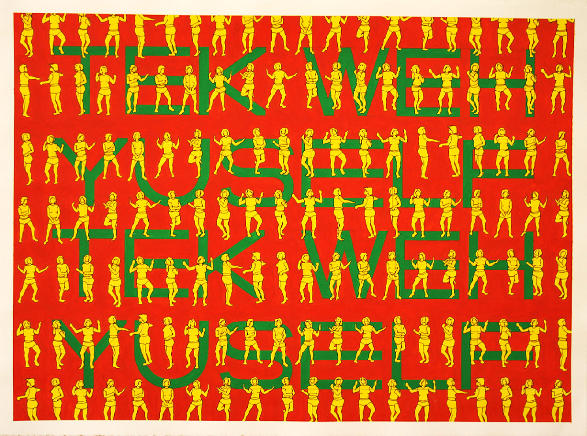 Tek Weh Yuself, Acrylic & Ink on Cotton Rag, 53cm x 73cm (Sold)