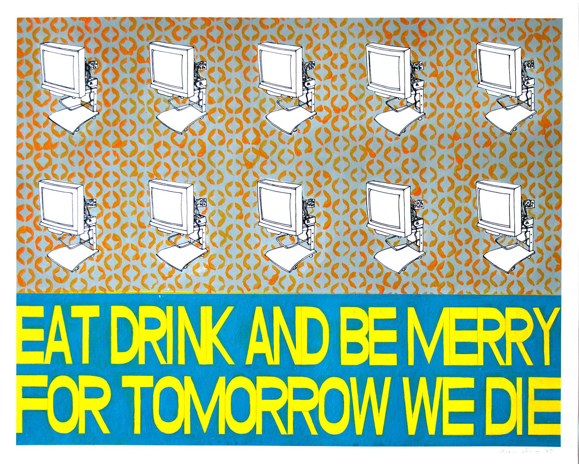 Eat Drink & Be Merry, Acrylic & Ink on Paper, 50cm x 40cm