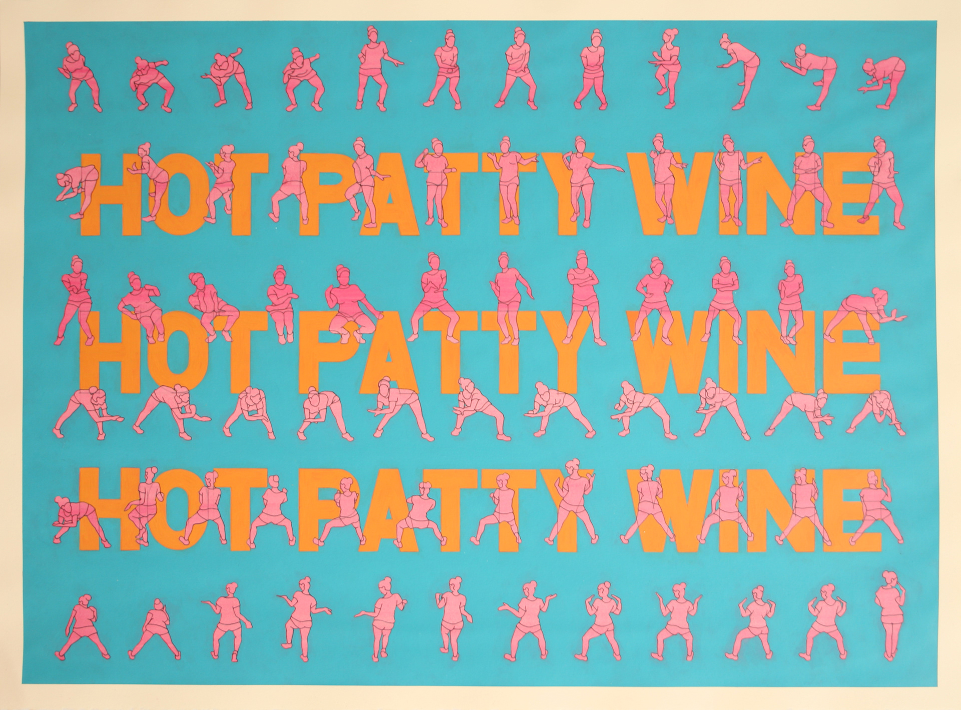Hot Patty Wine, Acrylic & Ink on Cotton Rag, 53cm x 73cm (Sold)