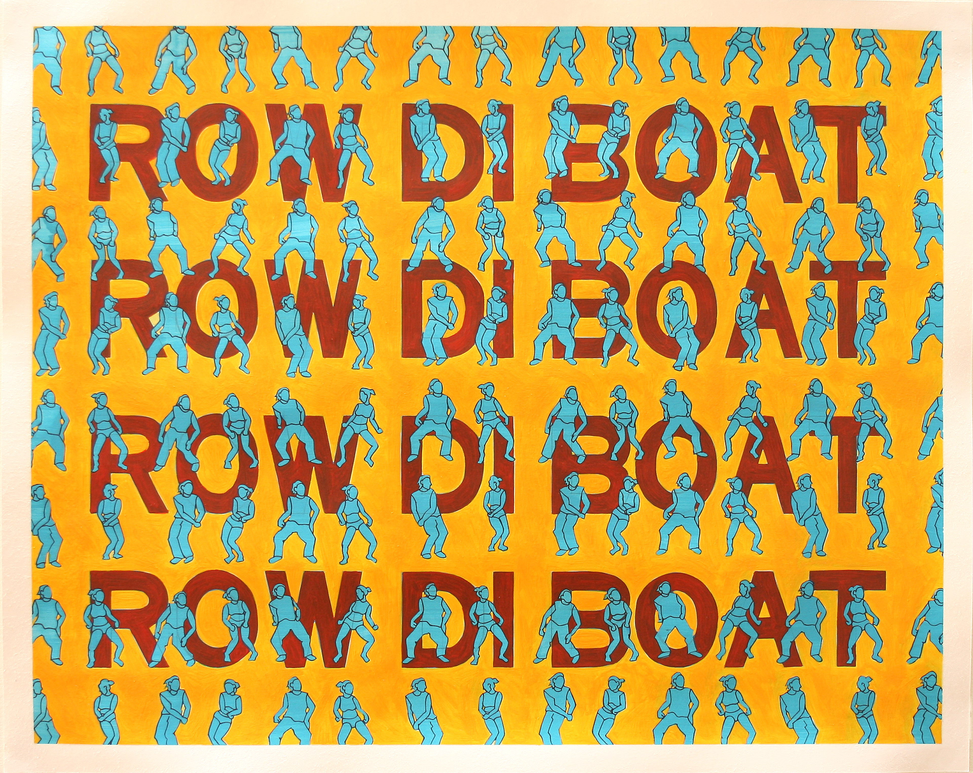 Row Di Boat, Acrylic & Ink on Paper, 50cm x 40cm (Sold)