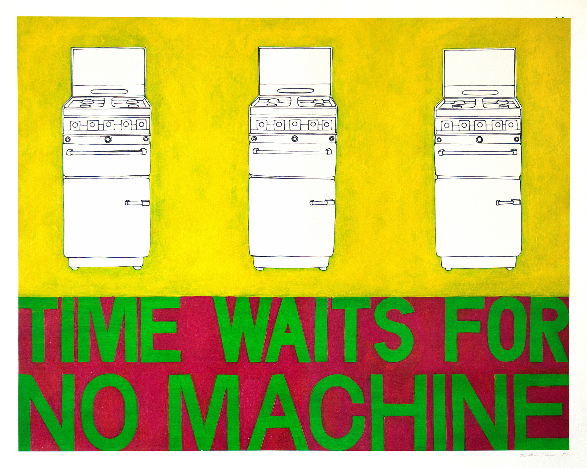 Time Waits for No Machine, Acrylic & Ink on Paper, 50cm x 40cm