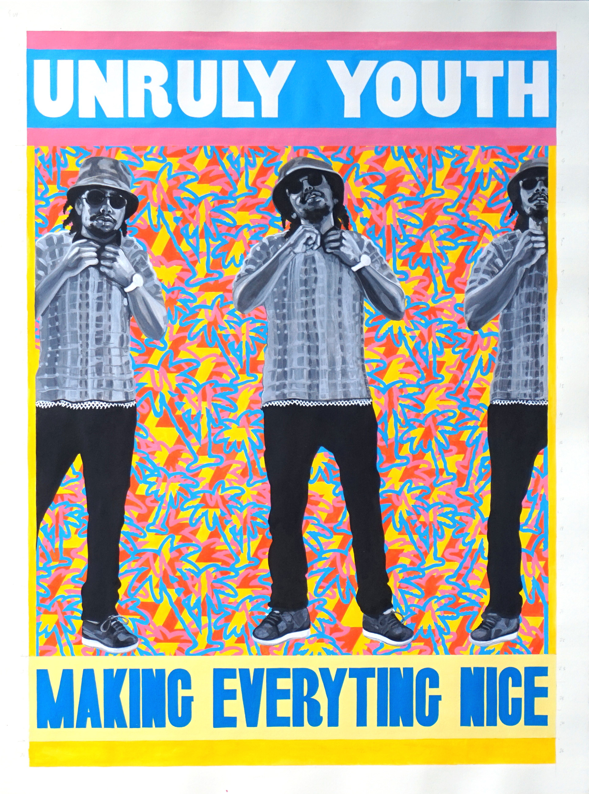 Unruly Youth, Acrylic on Sommerset Cotton Rag, 70cm x 50cm, by Robin Clare