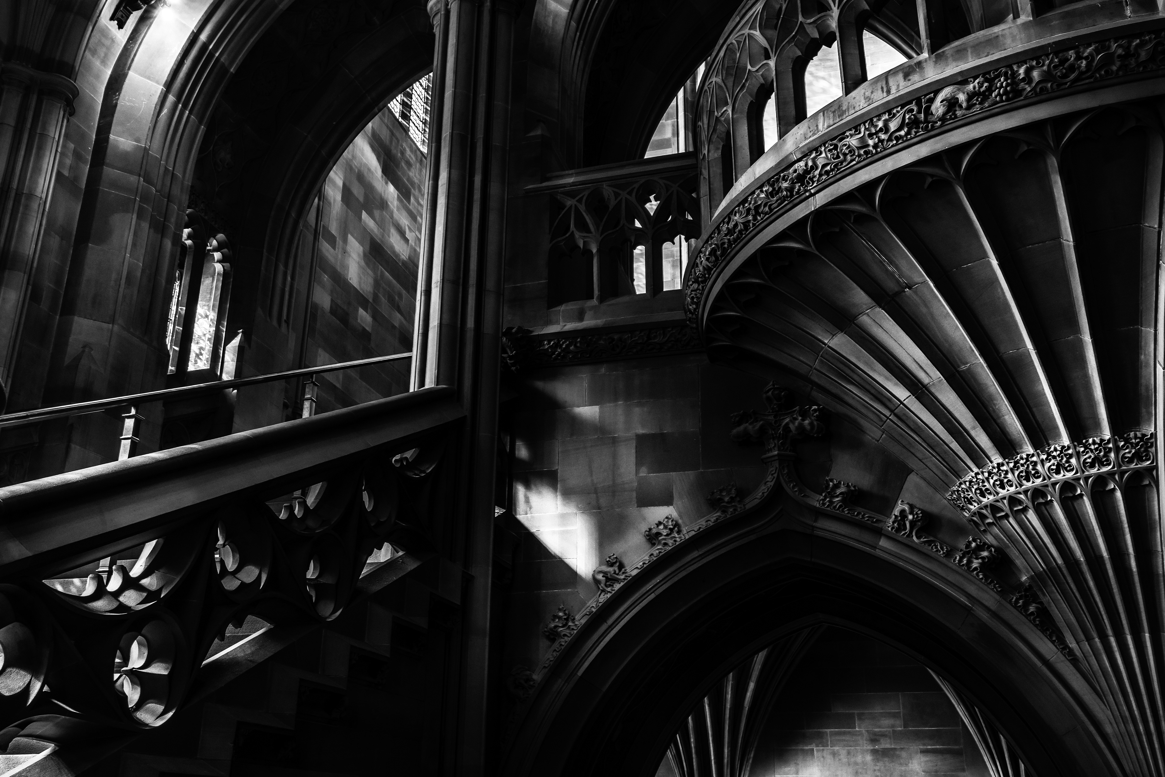 Monochrome image John Rylands Library in Manchester
