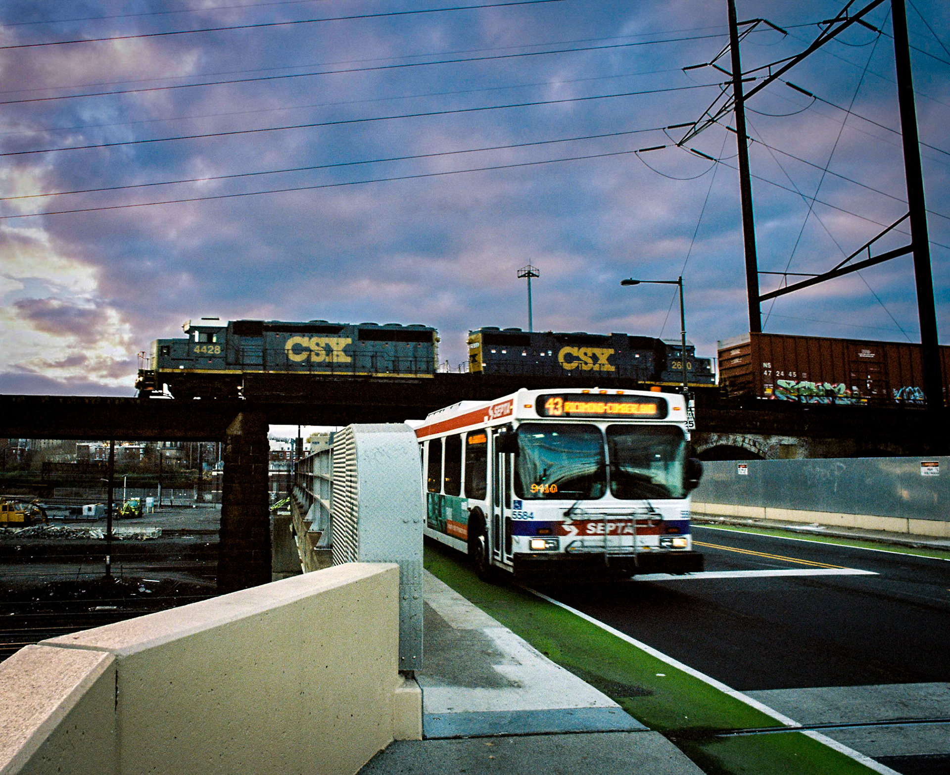 SpringGarden St Bridge Image Capture:Nikon F100 35mm SLR w/20mm f/2.8 AFD lens. Kodak Portra160. Exposure 1/50sec at f/11 ISO 160
