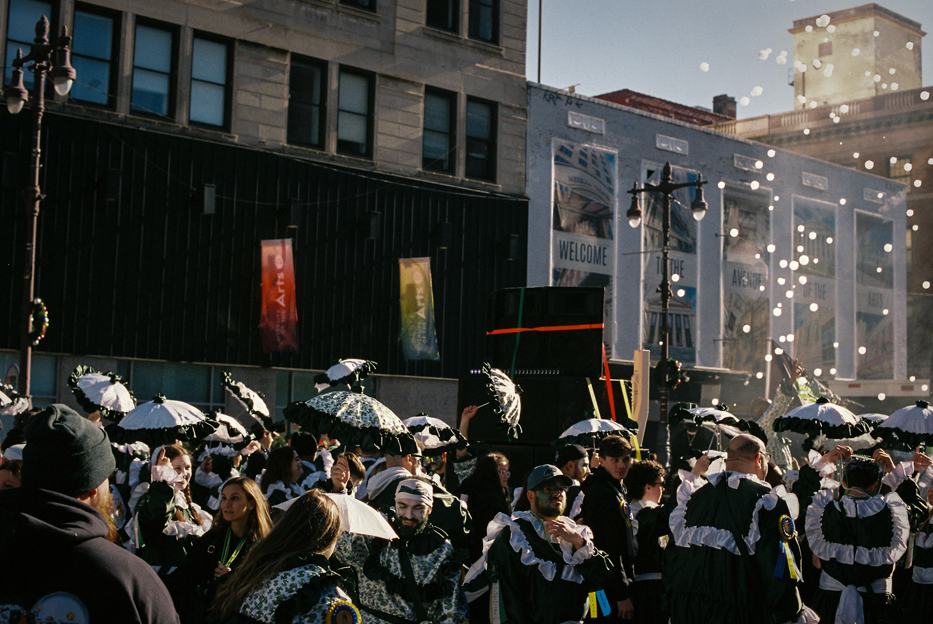 2023 Mummers ParadeImage Capture:Nikon FE2 35mm SLR w/50mm f/1.4 AIS lensFuji Superia400 35mm FilmExposure not recordedDeveloped and digitized by Indie Photo Lab.