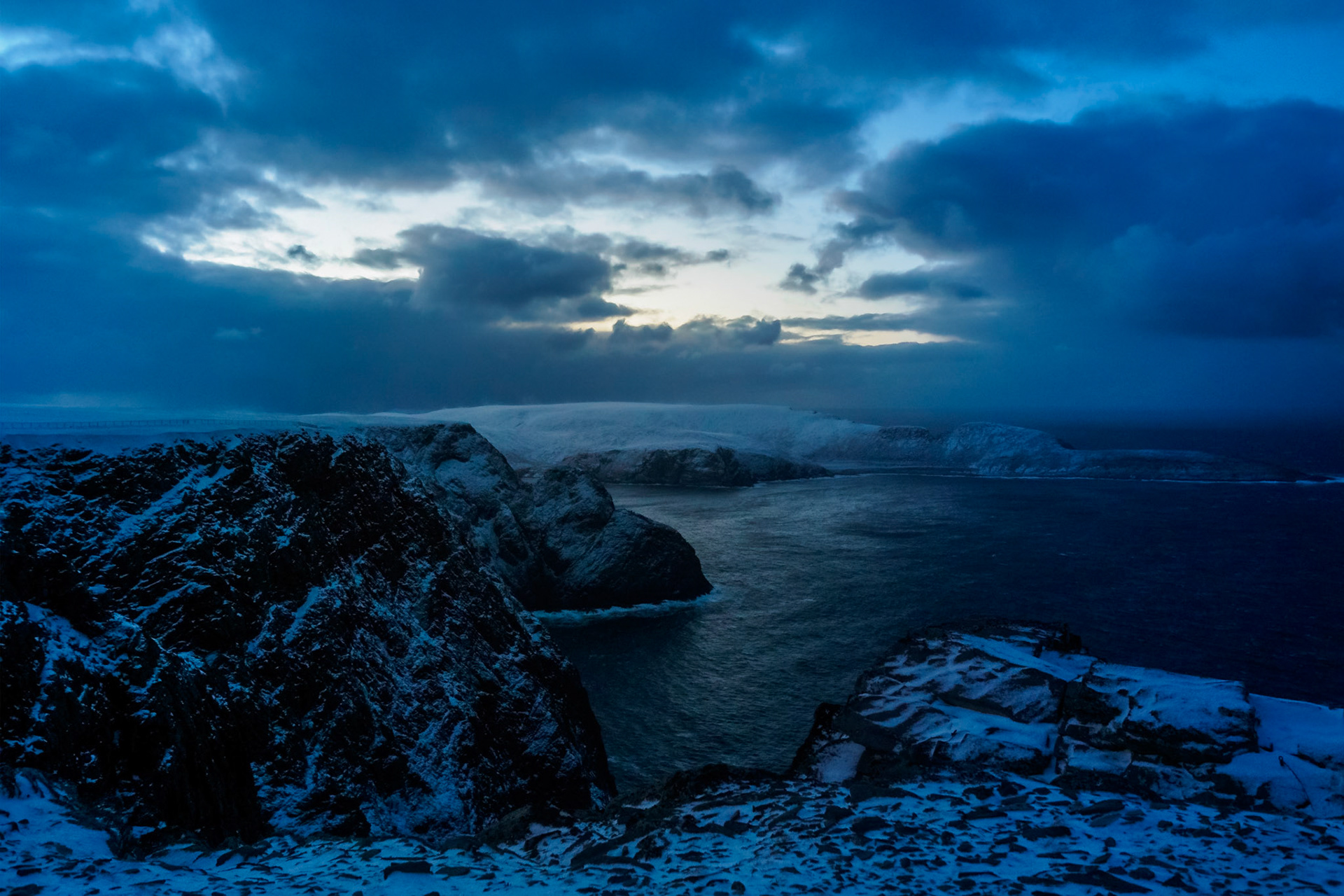 Nordkapp kurz vor Einbruch der Dunkelheit