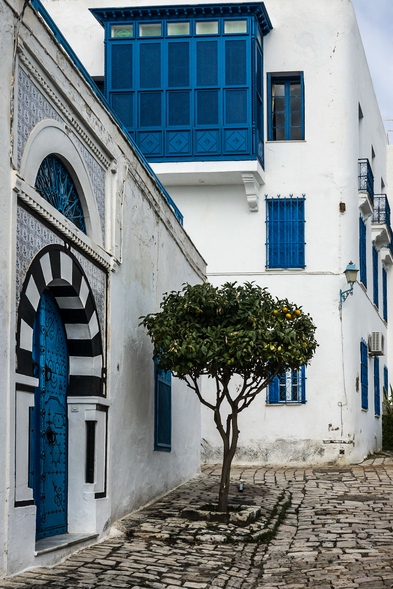 Die berühmten weiss-blauen Häuser in Sidi Abi Said