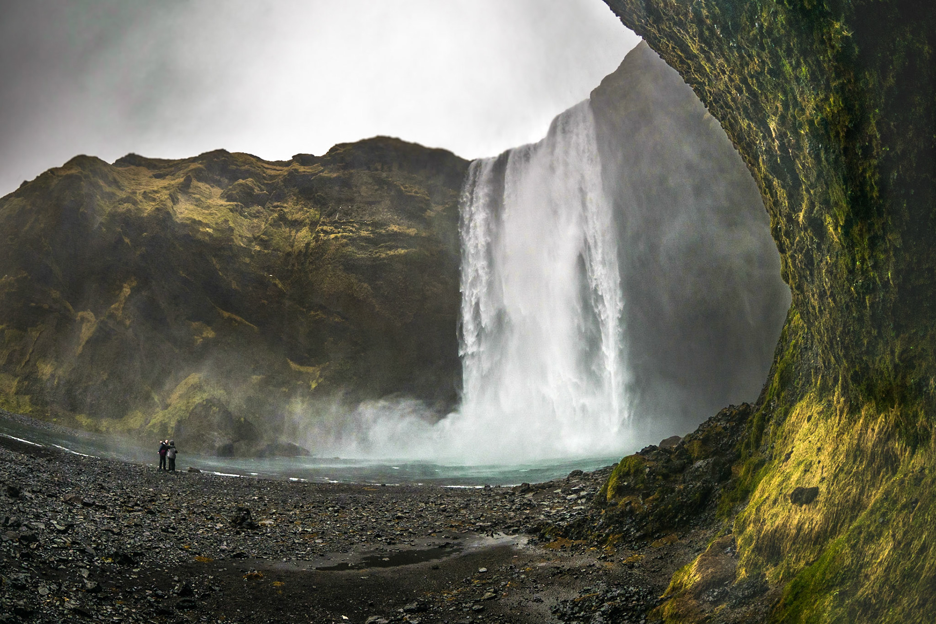 Skógafoss, Nahaufnahme mit dem Fisheye