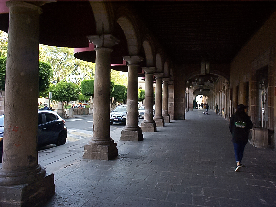 The park is surrounded by these beautiful columns
