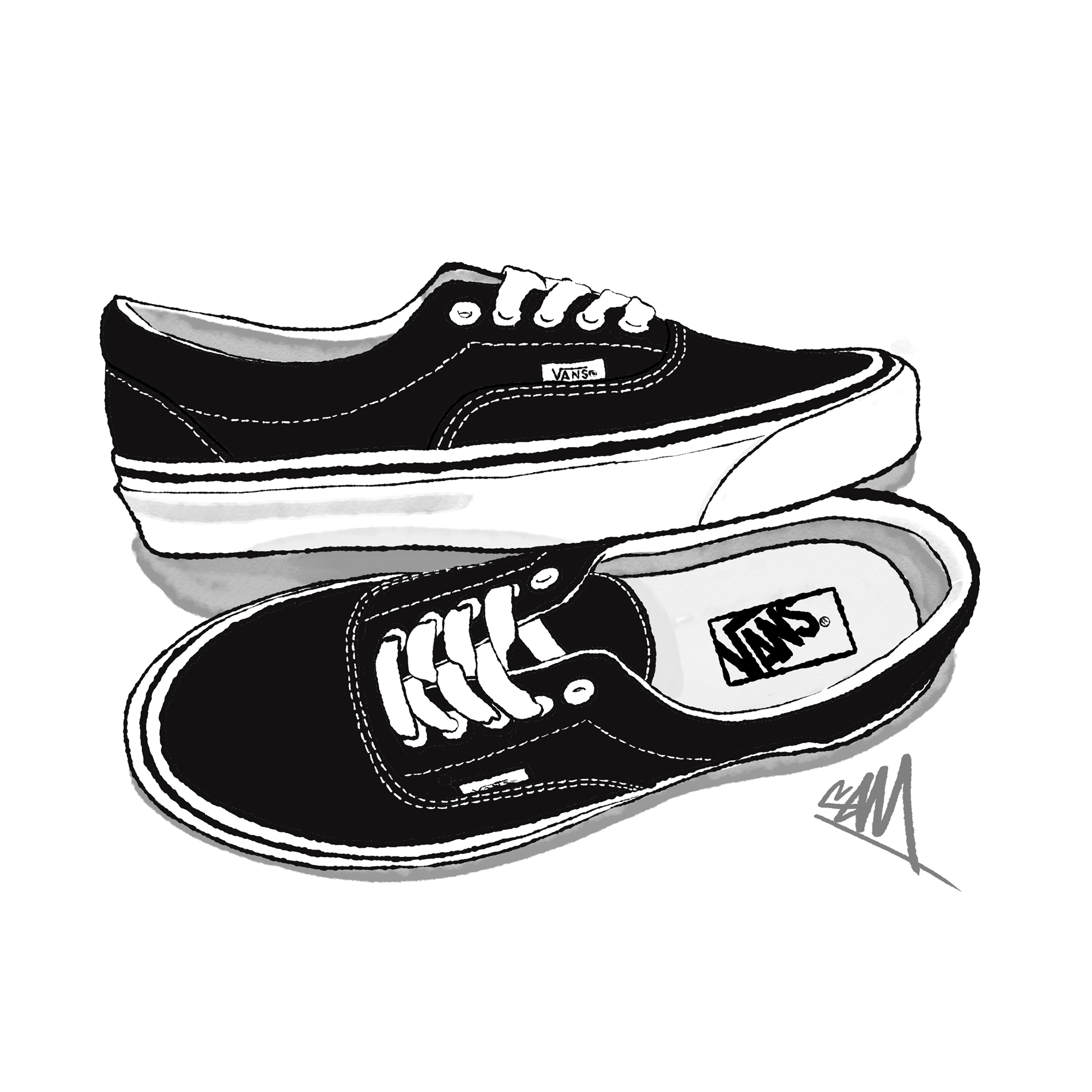 Vans shoes Illustration action sport extreme - Electrorouge