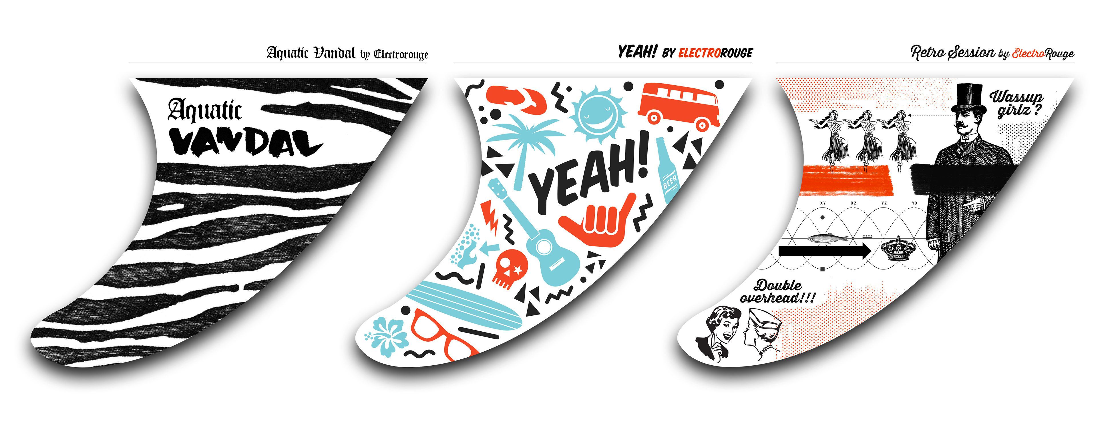 Illustration Exposition dérives de surf Tiny Café - Electrorouge