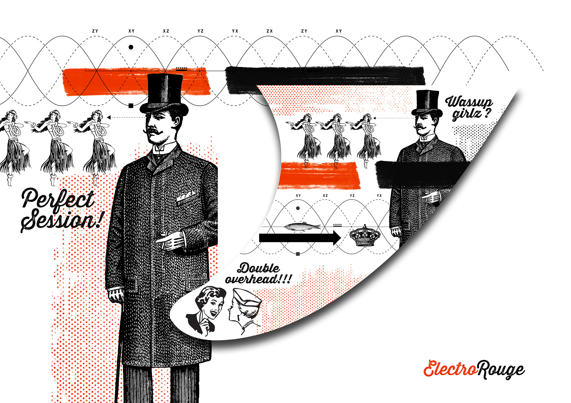 Graphisme Illustration Exposition dérives de surf Tiny Café - Electrorouge