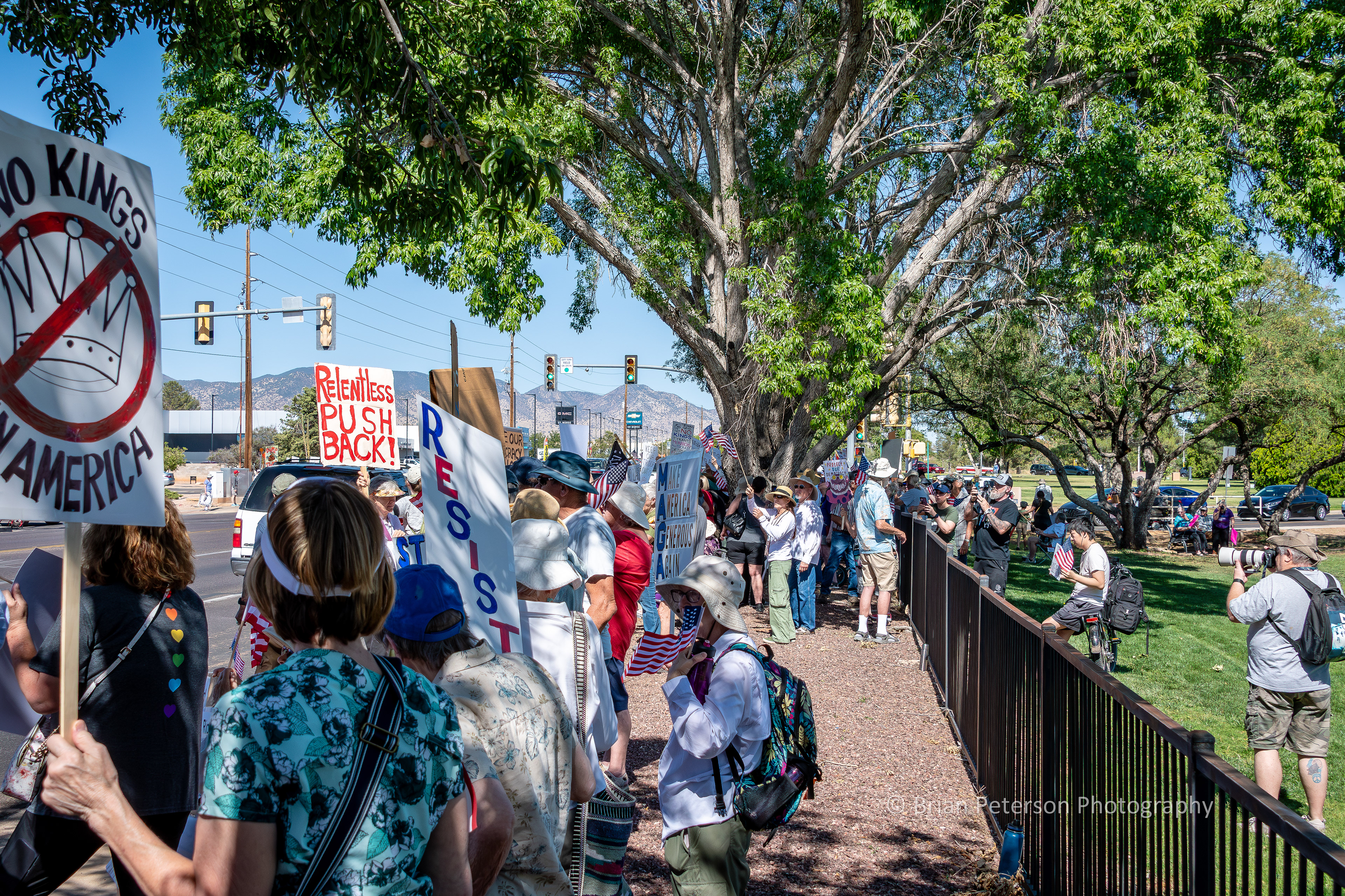 People lined Fry Blvd in front of the park.