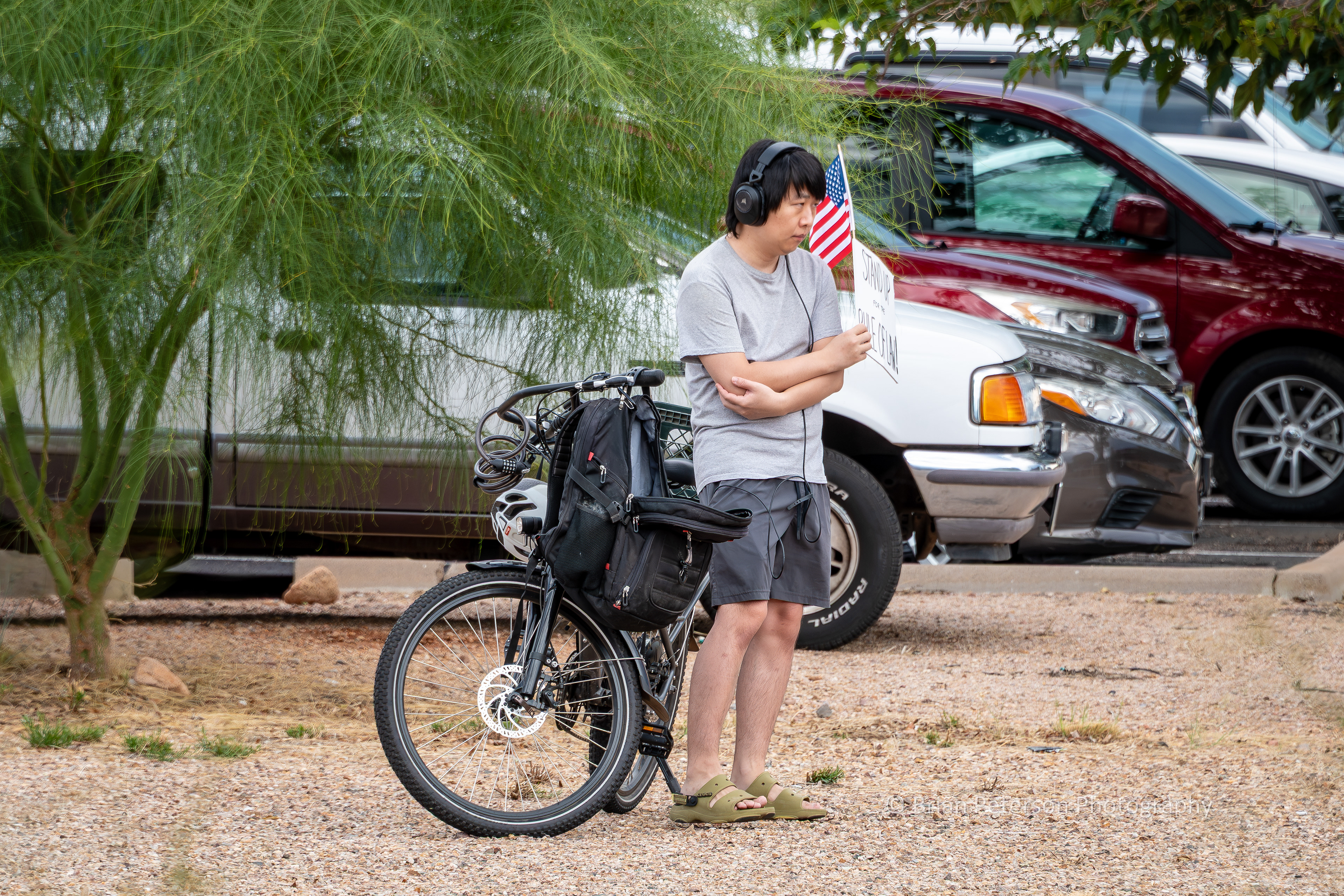 Dude rode his e-bike to get there.