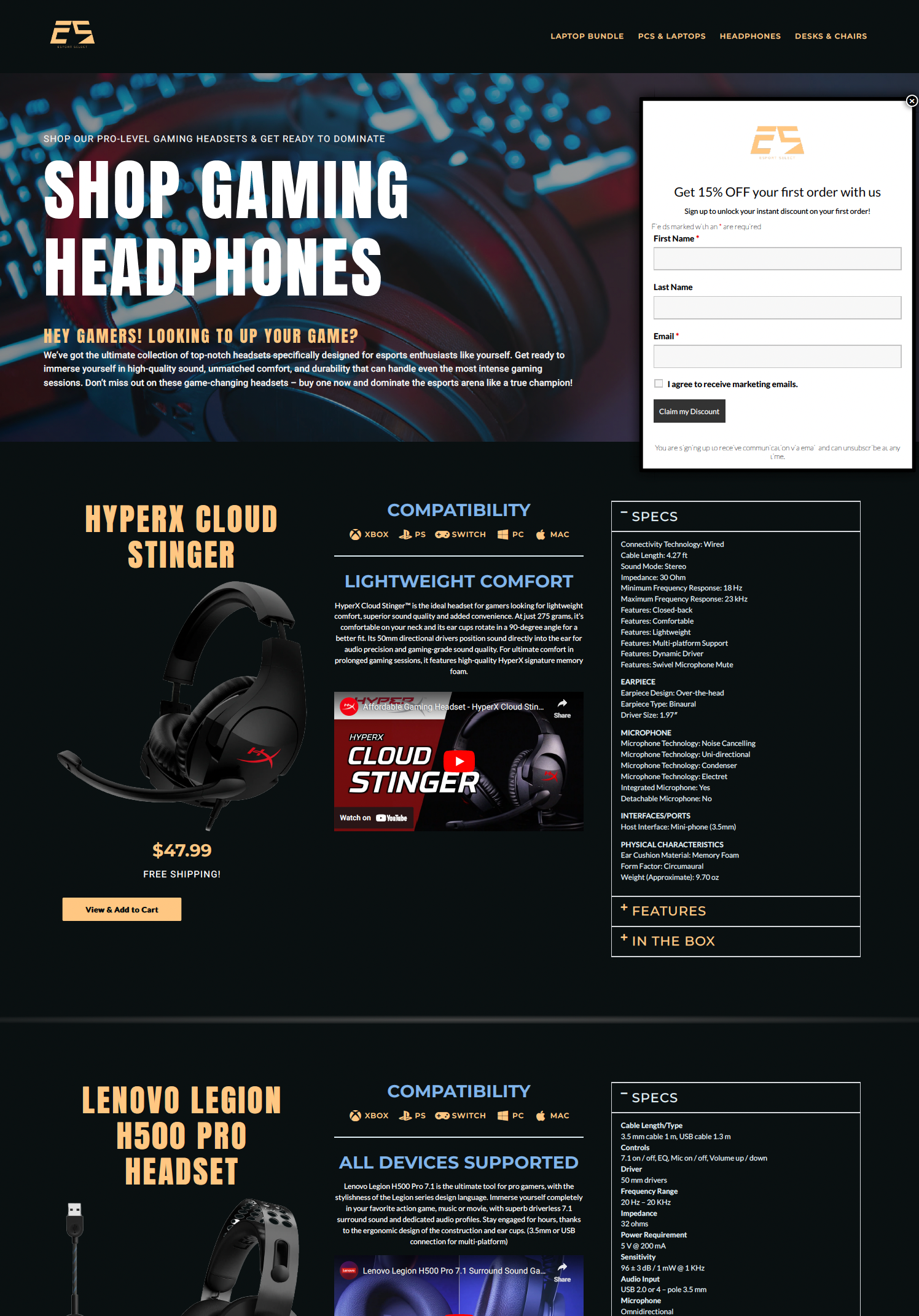 Landing Page - Esports Supply