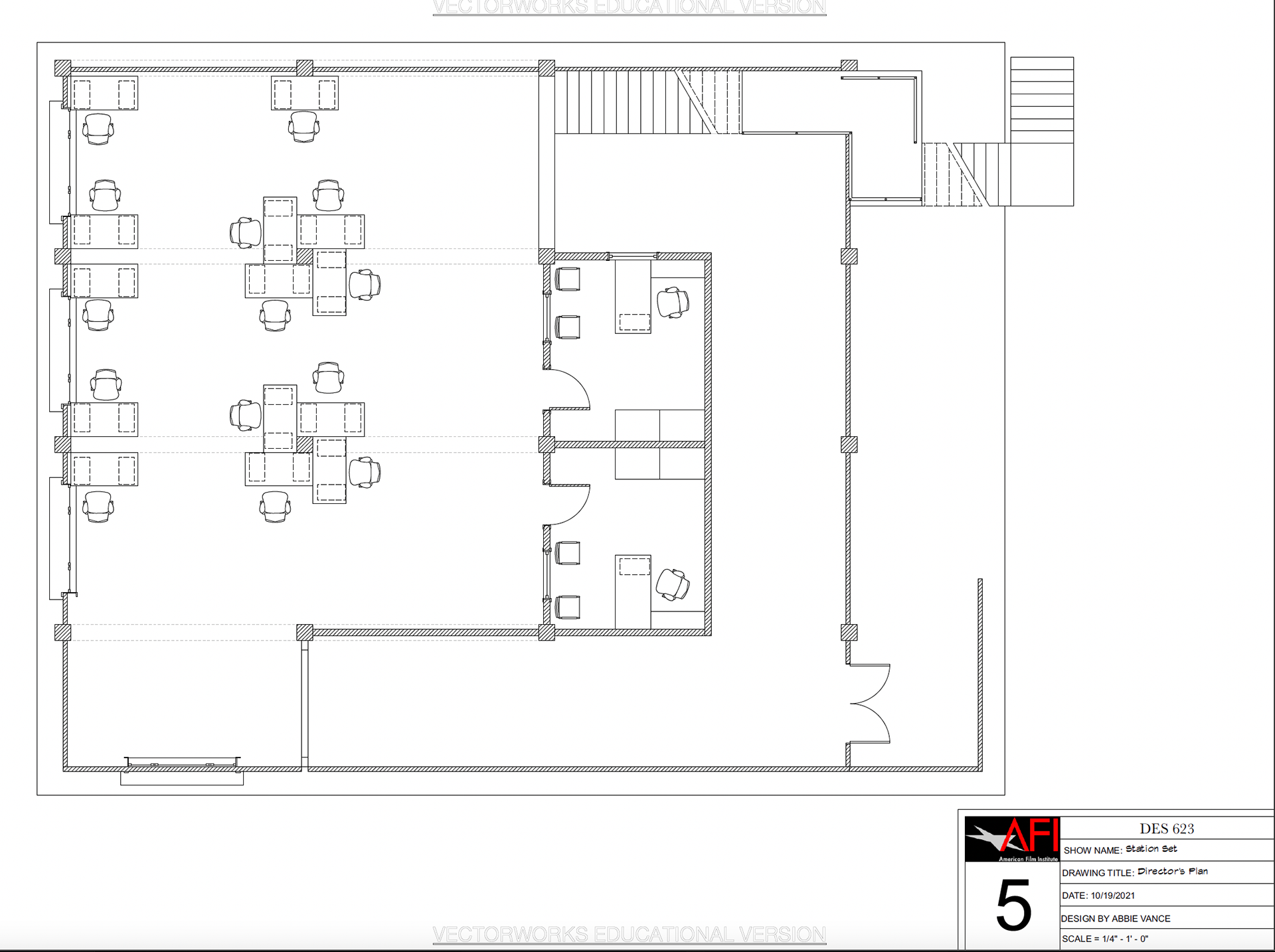 Big Love - Int. Police Station: Director's Plan - Academic Assignment 2021 - Vectorworks
