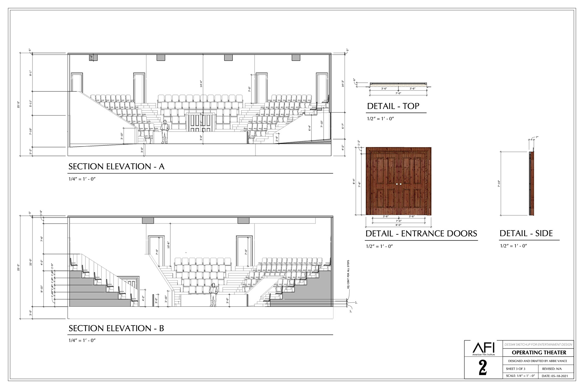 The Knick - Int. Operating Theatre: Elevations + Detail - Academic Exercise 2020 - SketchUp