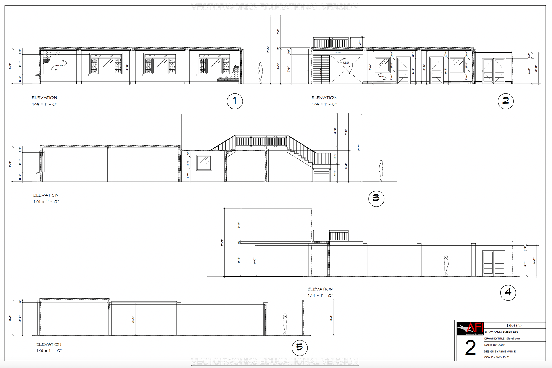 Big Love - Int. Police Station: Elevations - Academic Assignment 2021 - Vectorworks