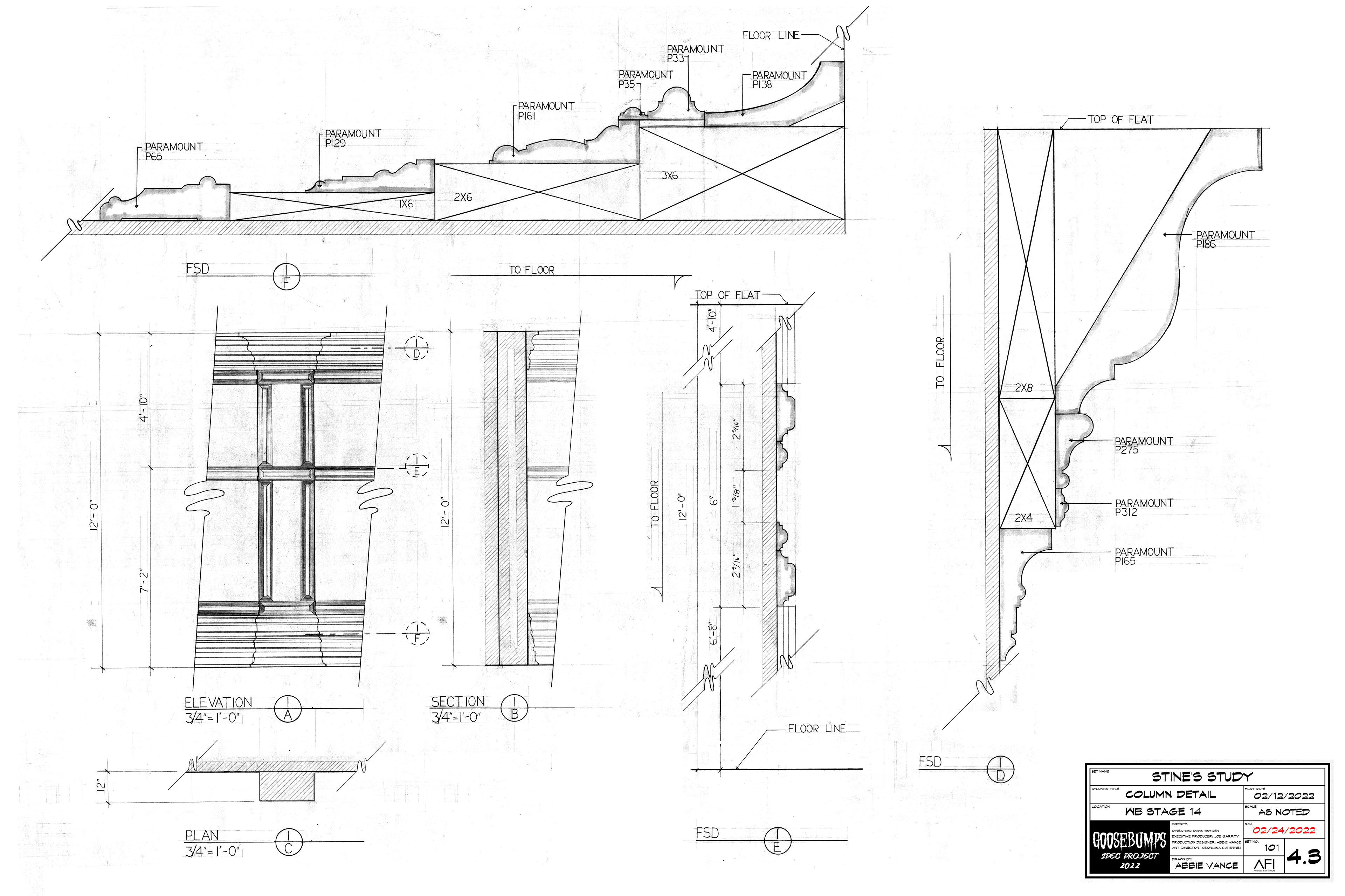 Goosebumps - Int. Stine's Study: Column Detail - Speculative Project 2022