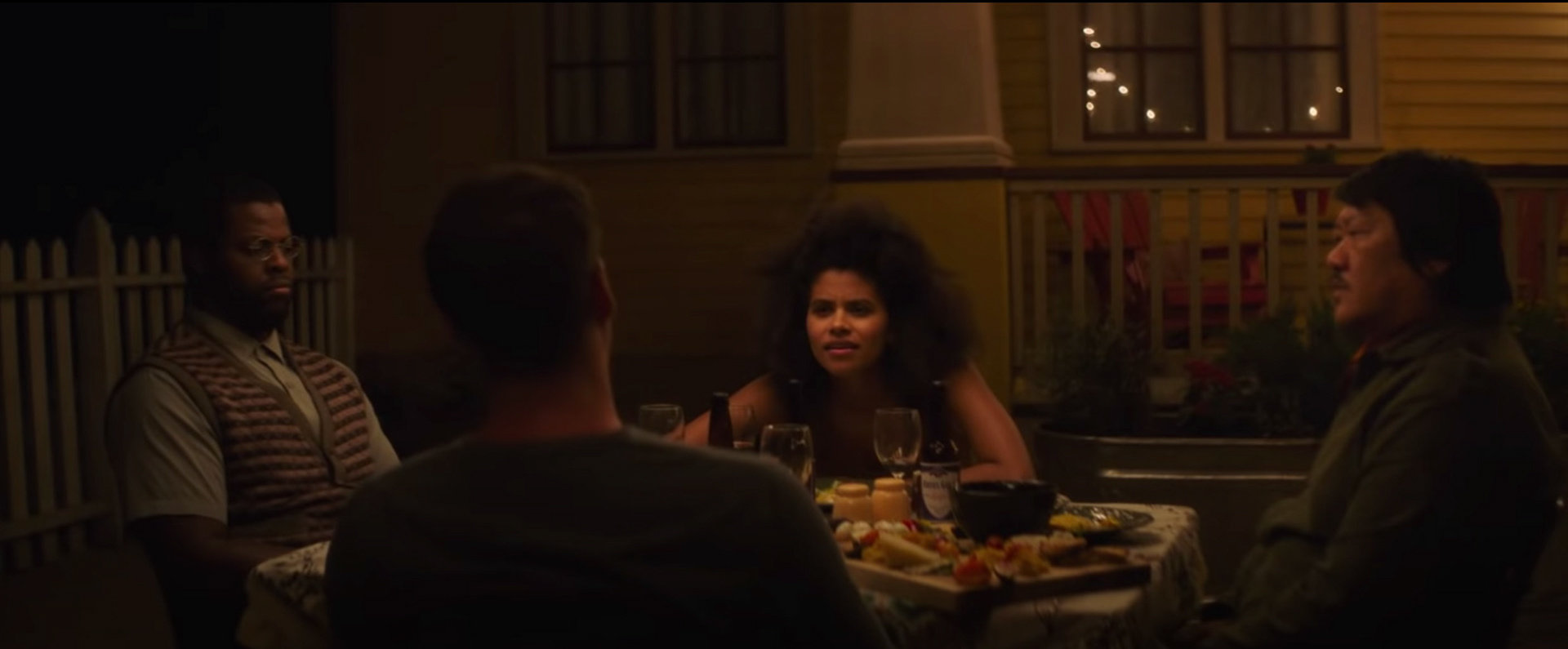 Winston Duke, Benedict Wong, Zazie Beetz and Bill Skarsgard at Dinner - Still