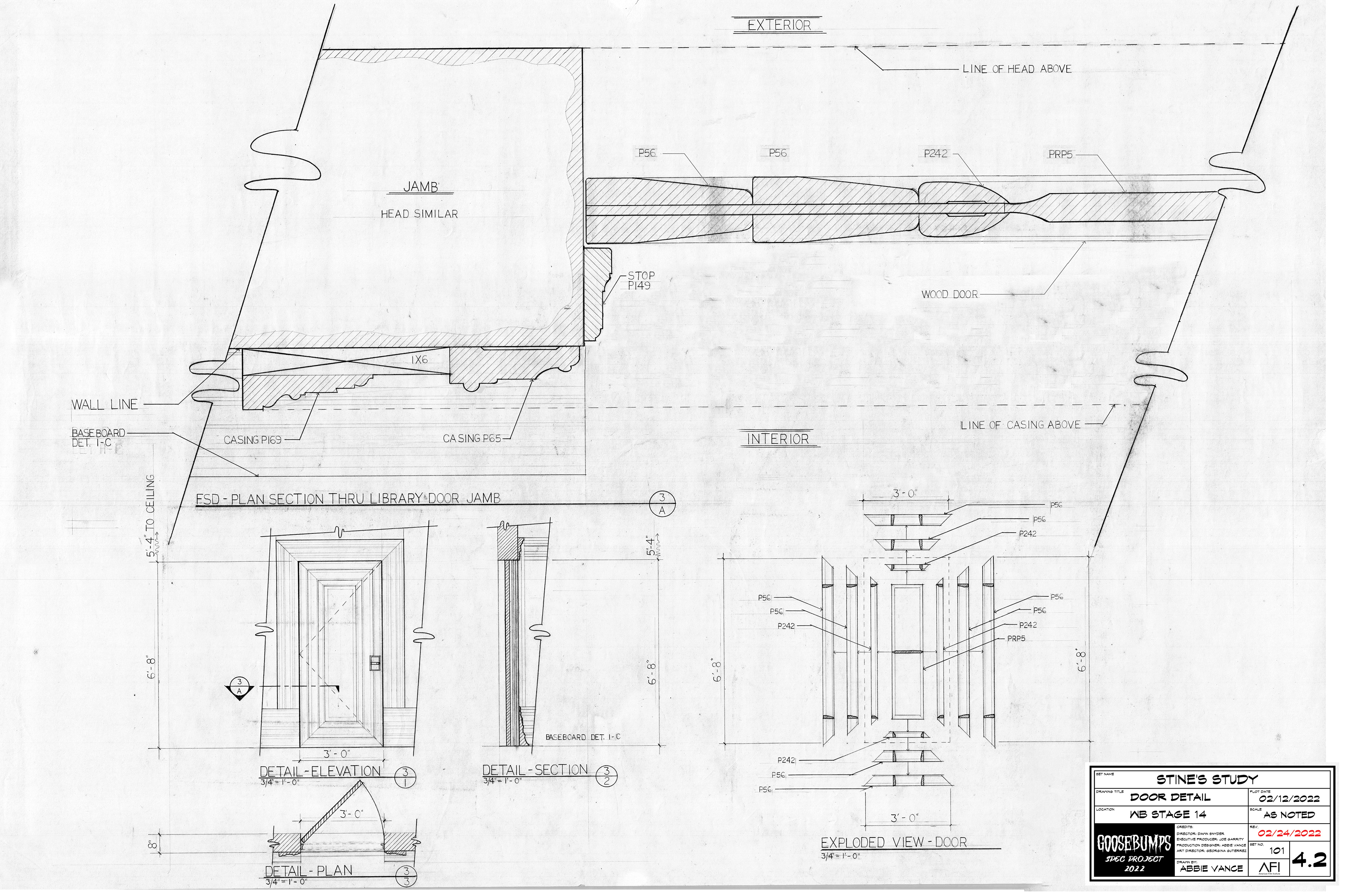 Goosebumps - Int. Stine's Study: Door Detail - Speculative Project 2022