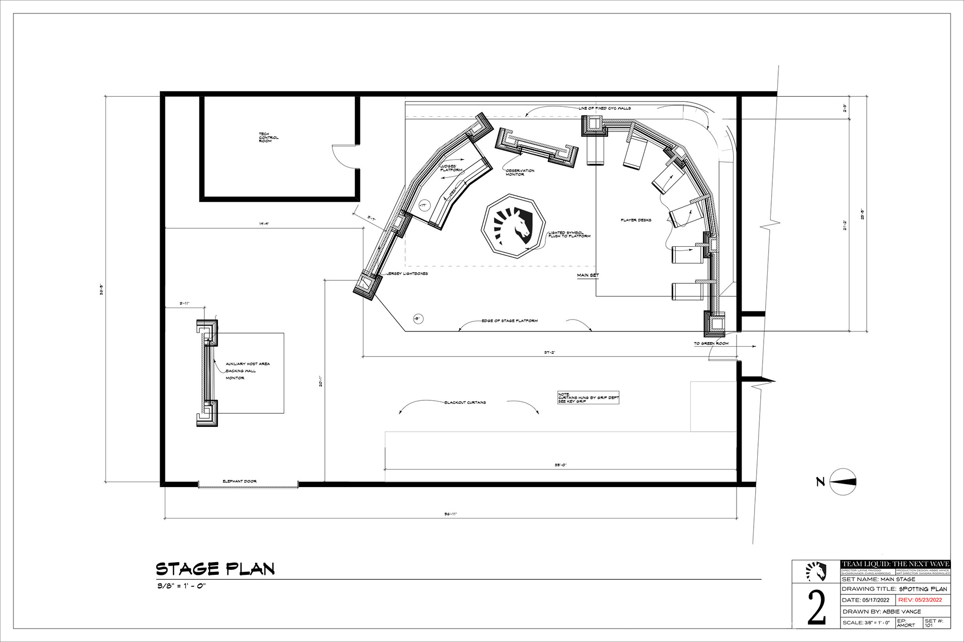 The Next Wave (2022) - Main Stage: Spotting Plan - Vectorworks
