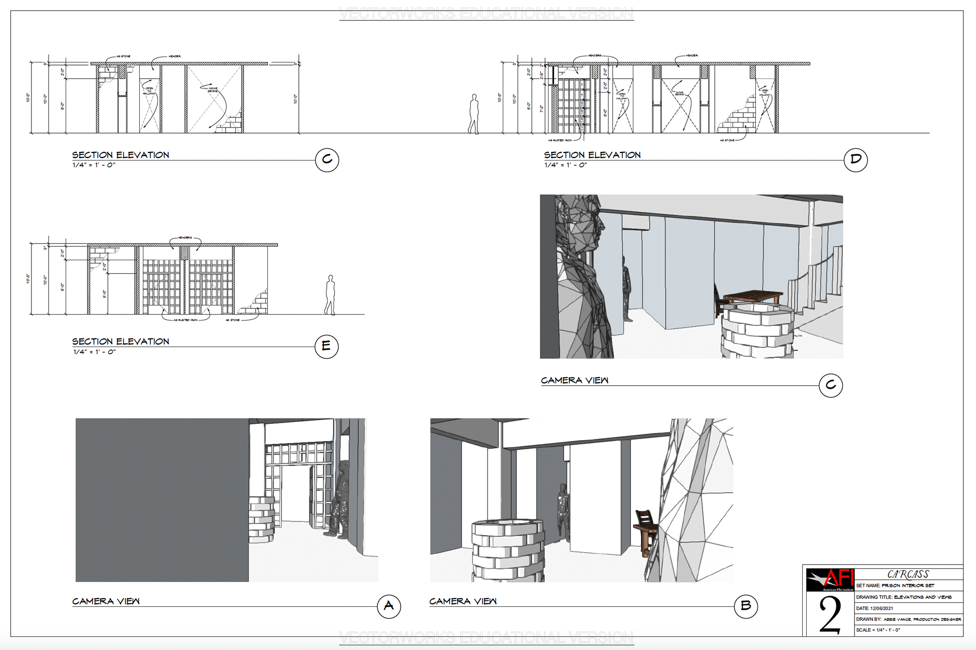 Carcass (2022) - Int. Prison:Elevations - Vectorworks