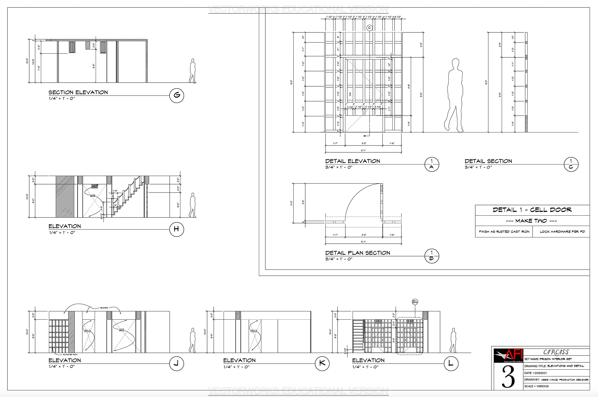 Carcass (2022) - Int. Prison: Detail and Elevations - Vectorworks