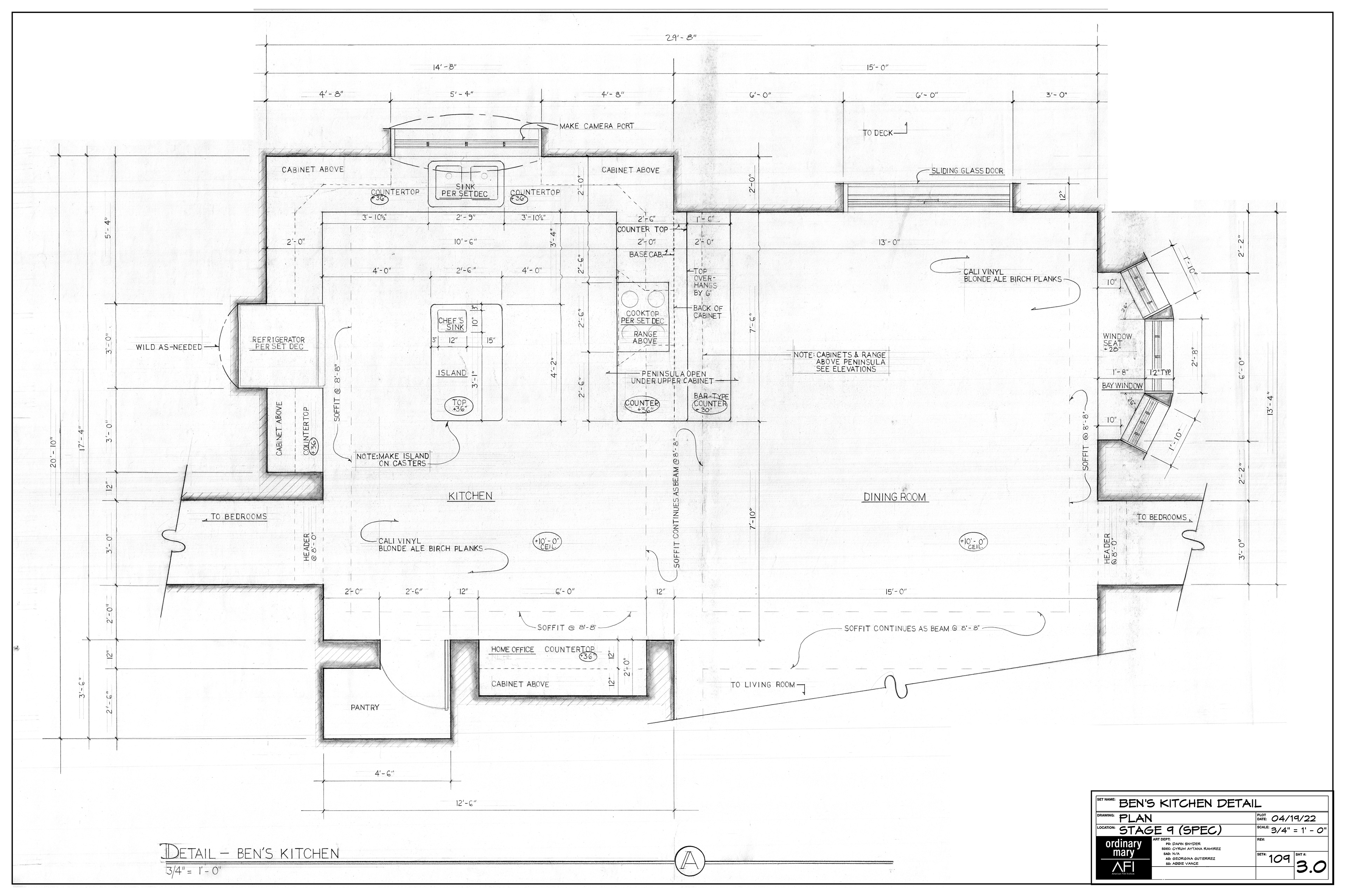 Ordinary Mary - Int. Ben's Kitchen: Plan - Speculative Project 2022