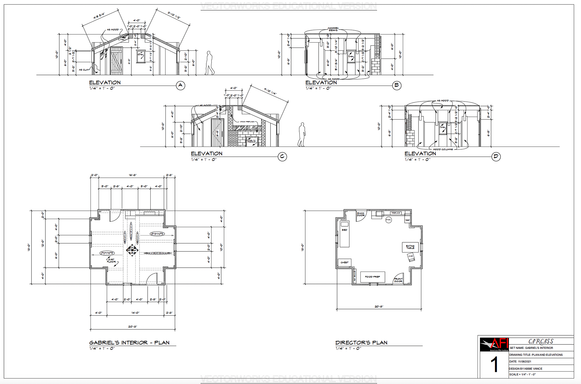 Carcass (2022) - Int. Gabriel's House: Plan and Elevations