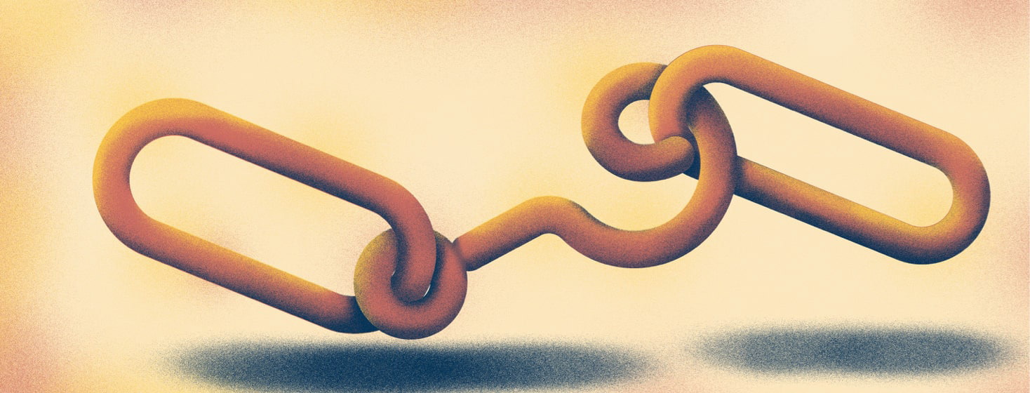a chain link with the center link being a question mark
