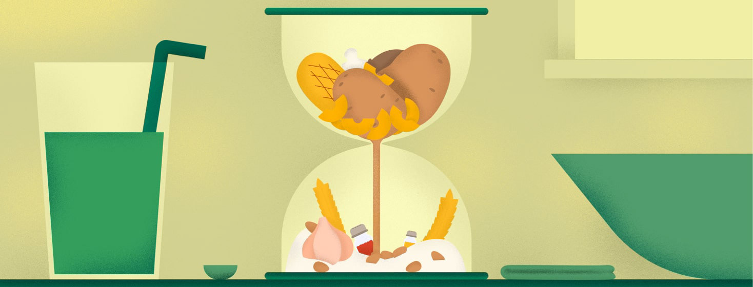 an hourglass where the sand is food