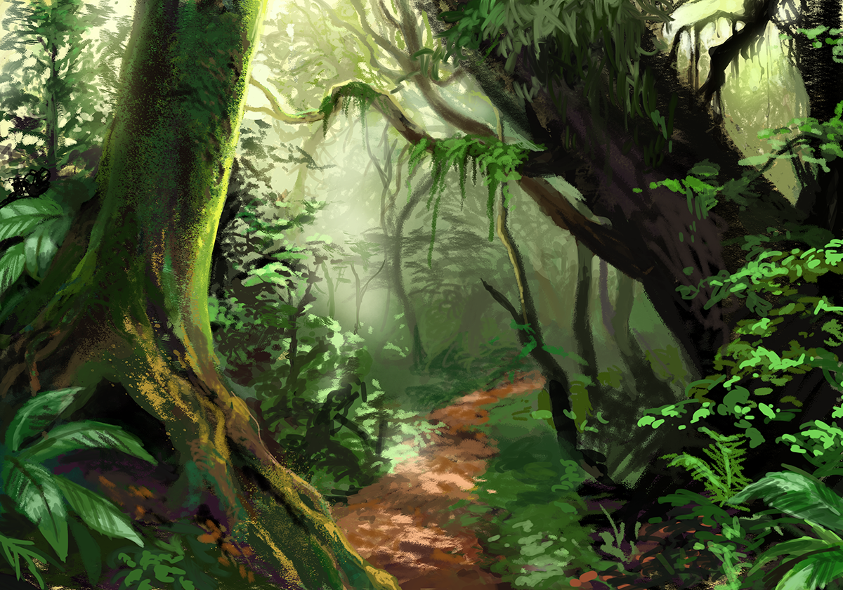 Painting concept of a "Bialowieza Forest." Done with Adobe Photoshop.