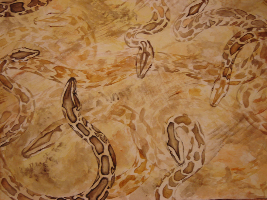 A collage of snakes. Done in watercolor on a 18" X 24" arches paper.