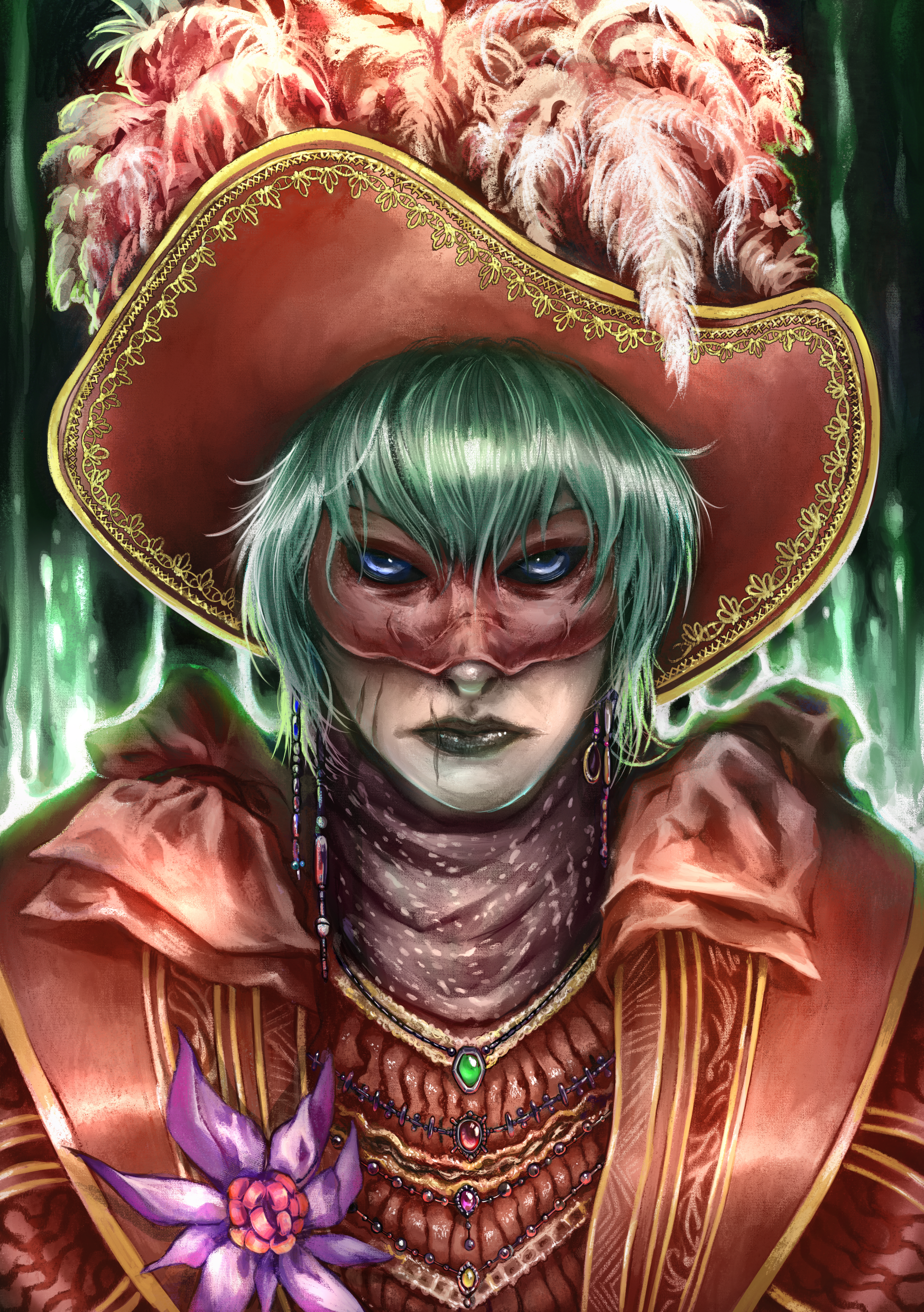 Character portrait for a private client. Done in Adobe Photoshop.