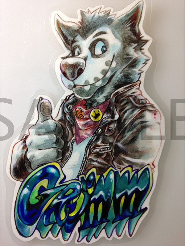 Traditional mixed medium badge.. Done with inks, watercolor, colored pencil and Sharpie markers.