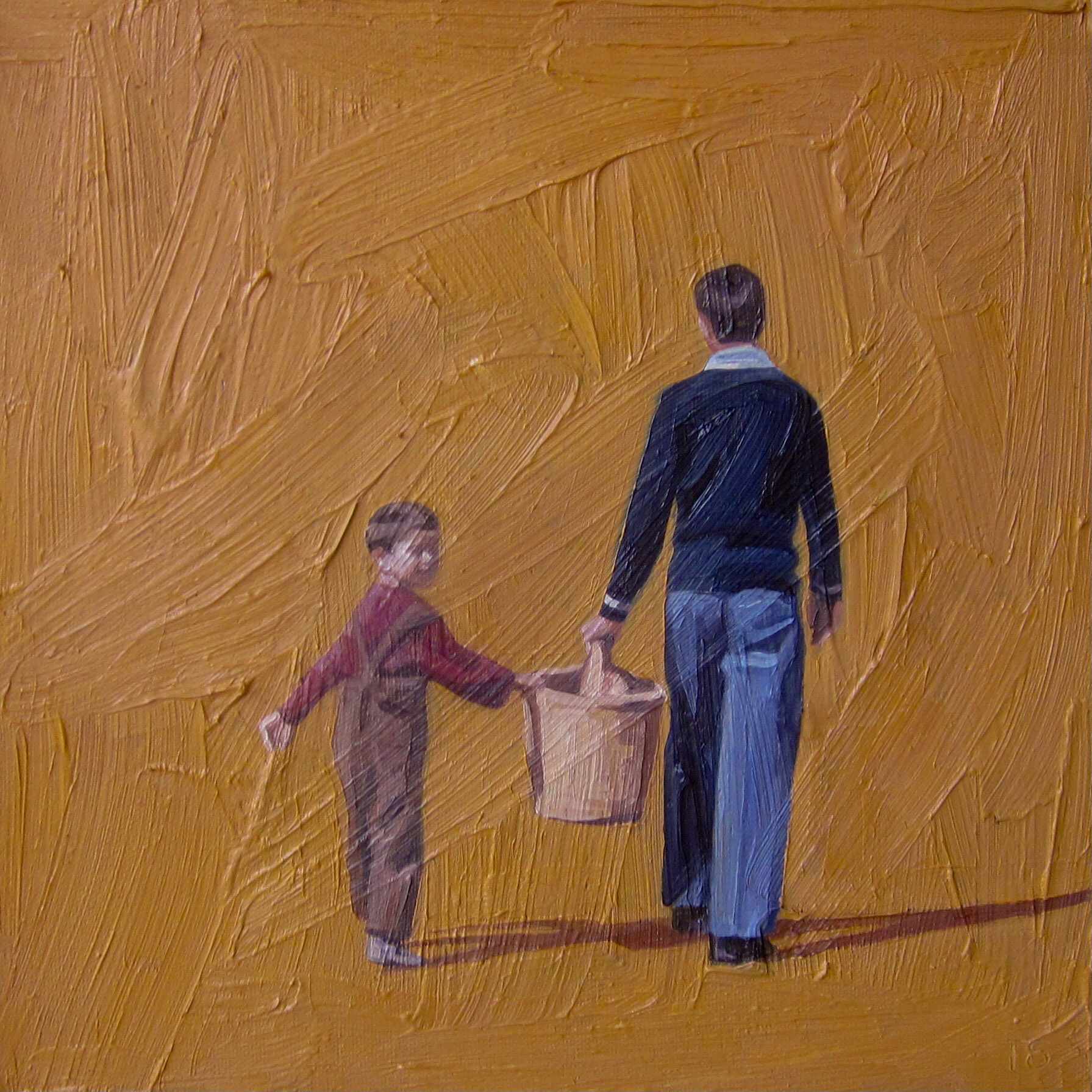 "Some People Going Shopping" - 11x11", oil on canvas, 2021