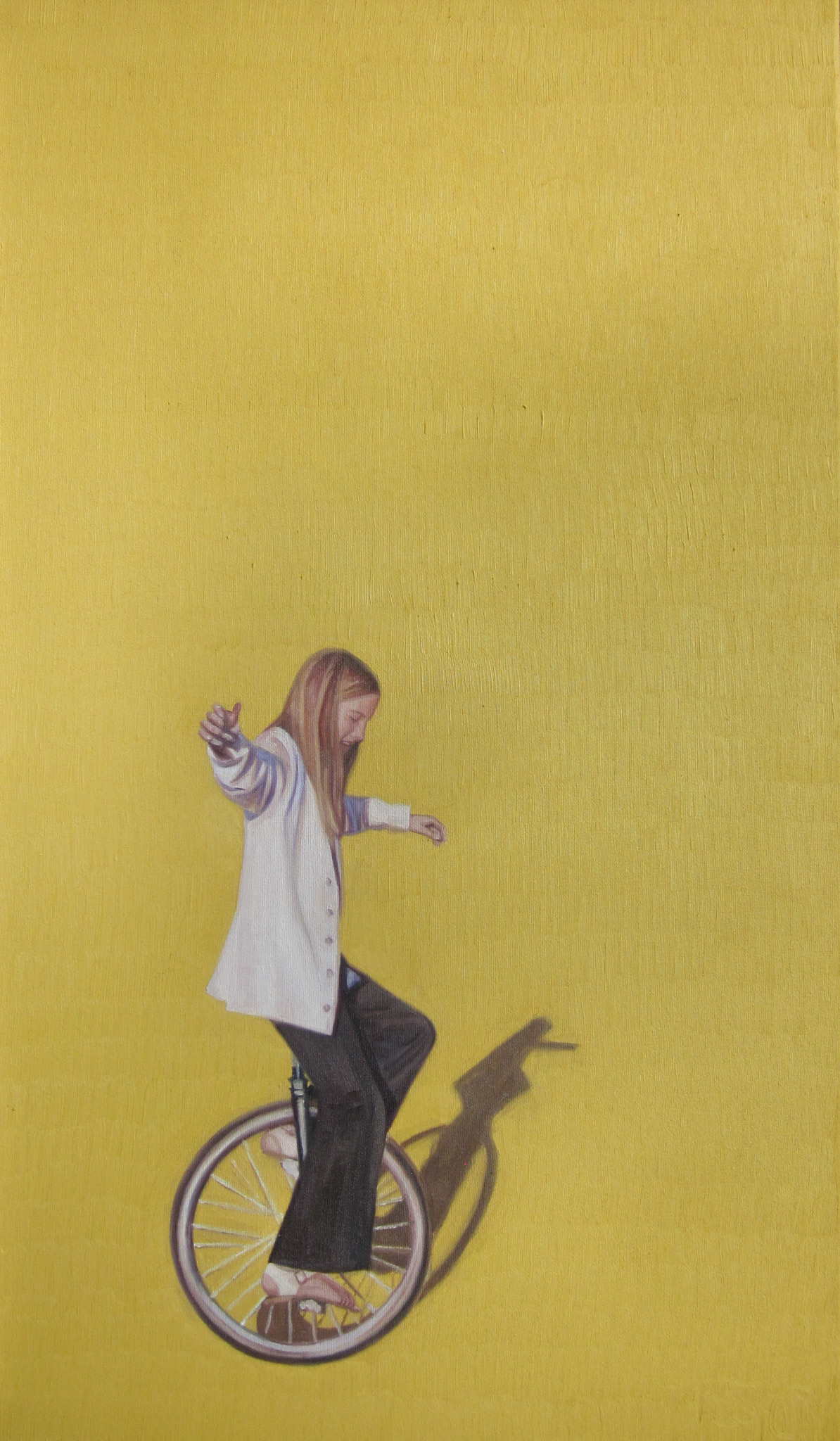 "Shelly explores new career paths" - 28x12", oil on canvas, 2019