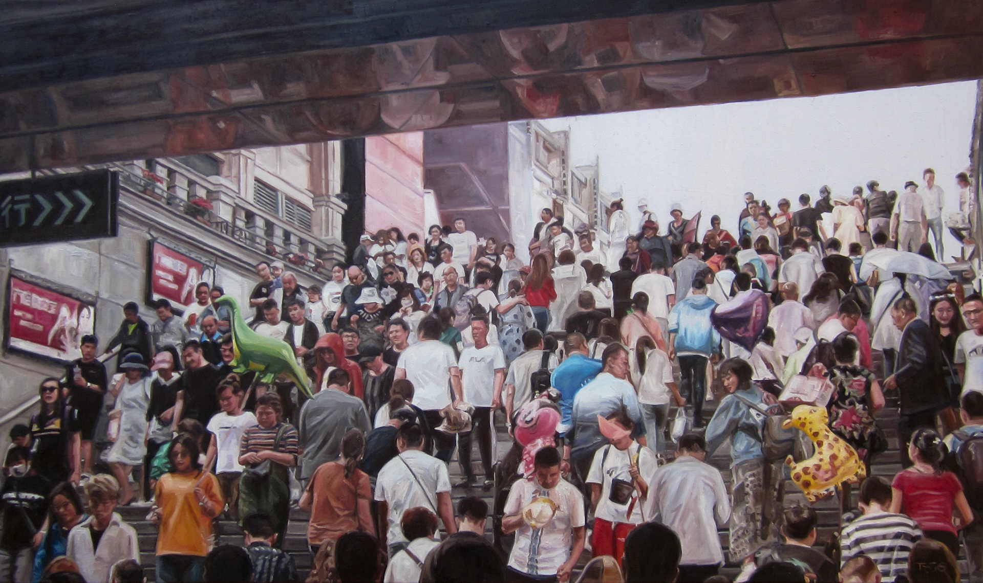 "A Crowd at a Subway" - 36x60", oil on canvas, 2020