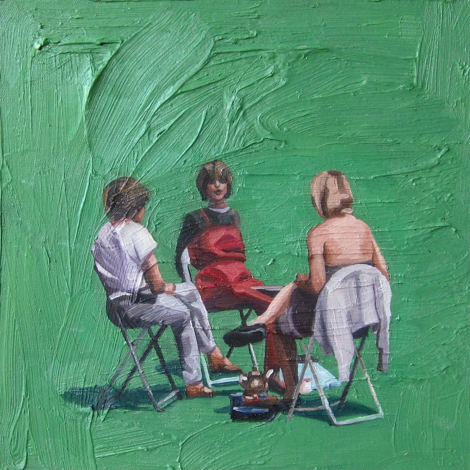 "Some People Sitting, 4" - 11x11", oil on canvas, 2021
