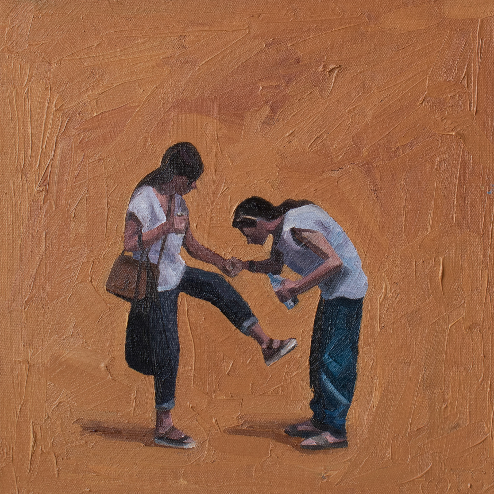 "Some People Problem Solving" - 11x11", oil on canvas, 2021