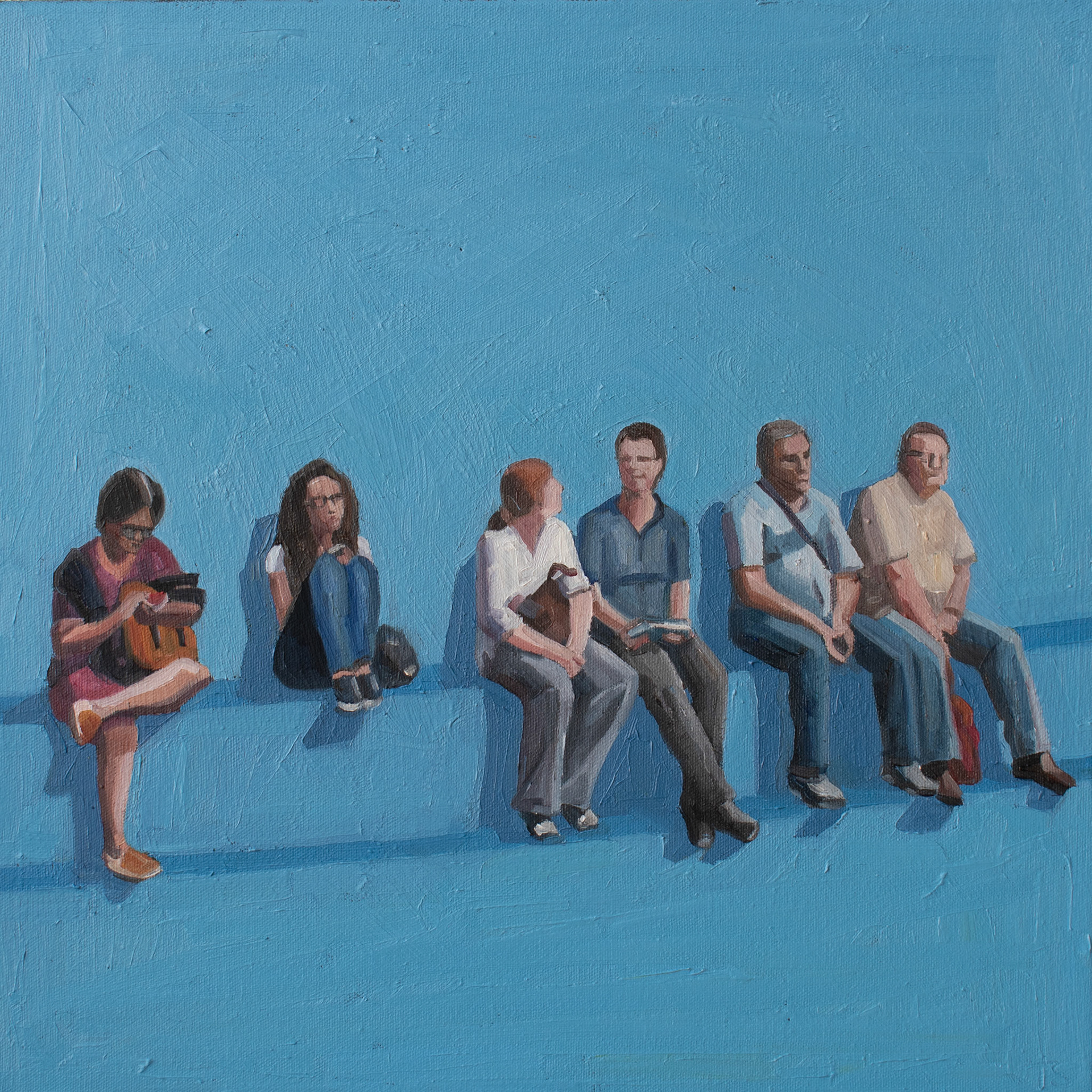 "Some People Sitting, 3" - 16x16", oil on canvas, 2021