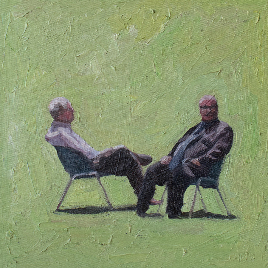 "Some People Sitting" - 11x11", oil on canvas, 2021