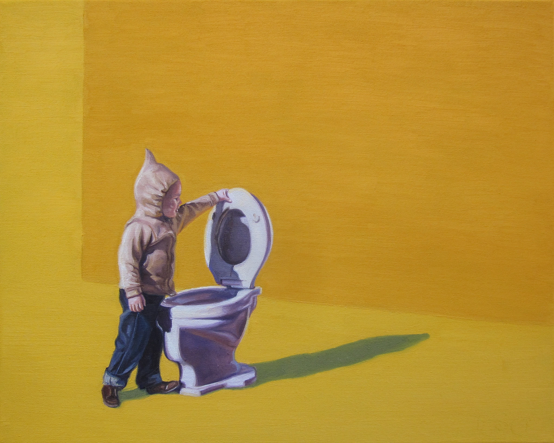 "Bill knows it's polite to always put the lid down" - 20x24", oil on canvas, 2018